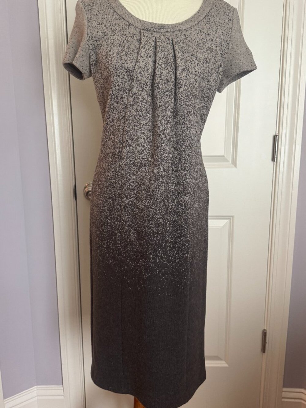Armani Collezioni Grey Ombre Wool Tweed Sheath Dress Sz 12